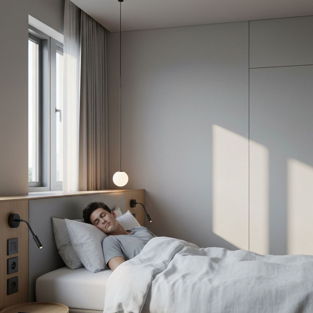 Modern hotel room with smart wellness technology